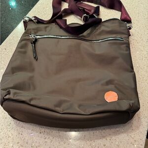ShortyLove Mocha Crossbody Bag with Burgundy Strap
